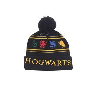 Harry Potter Hogwarts Knit Cap w/Tassel Black Multi Symbols